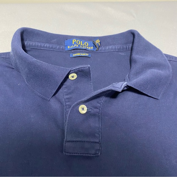 Polo Ralph Lauren Short Sleeve Polo Men's XL Custom Fit Blue Solid - Picture 4 of 6